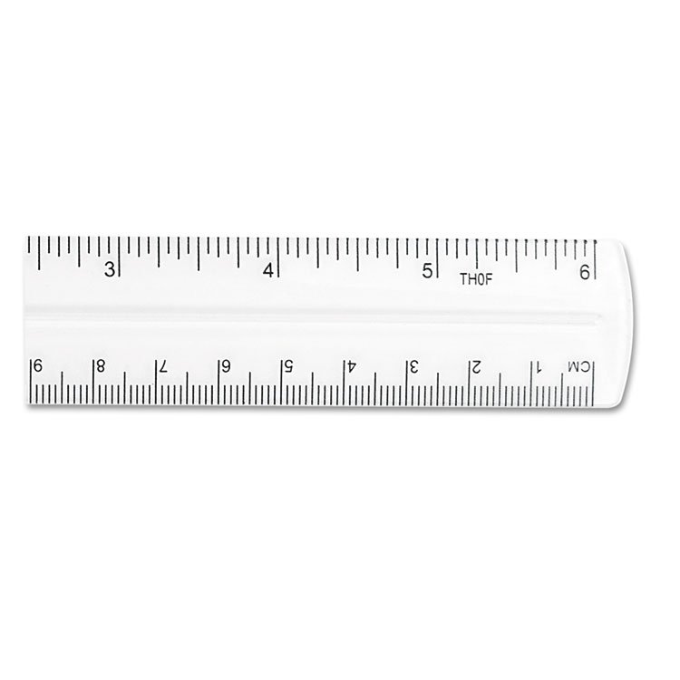 Westcott Transparent Shatter-Resistant Plastic Ruler, Standard/Metric, 6" Long, Clear (ACM45016)