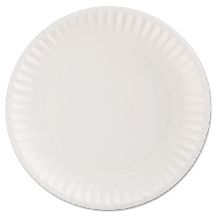 AJM Packaging Corporation Paper Plates, 9" dia, White, 100/Pack, 12 Packs/Carton (AJMPP9GRAWH)