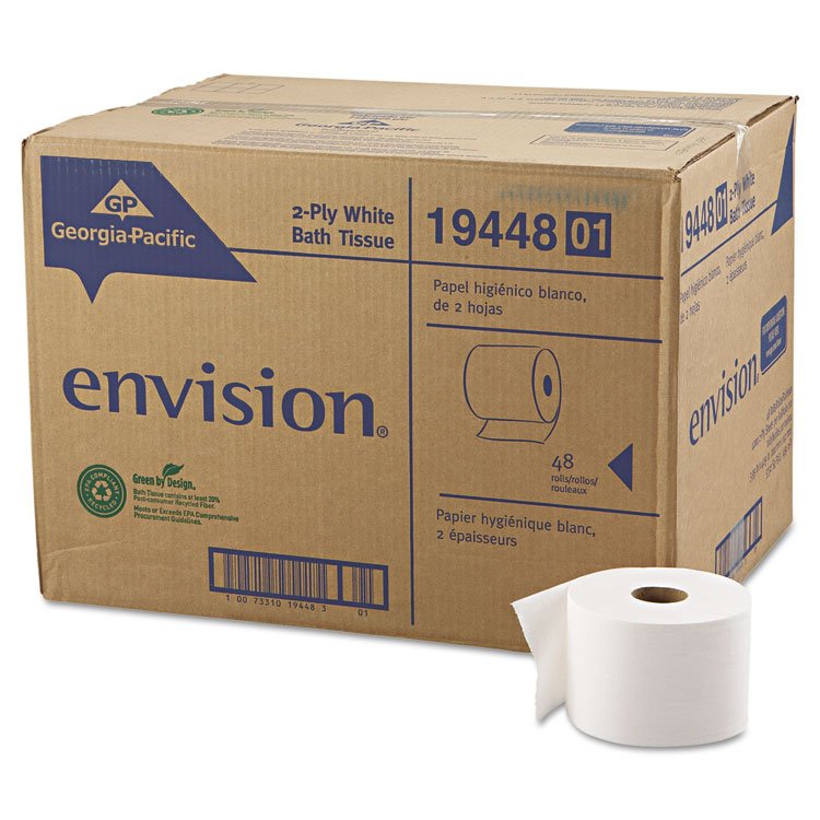 Georgia Pacific Professional Pacific Blue Basic High-Capacity Bathroom Tissue, Septic Safe, 2-Ply, White, 1,000 Sheets/Roll, 48 Rolls/Carton (GPC1944801)