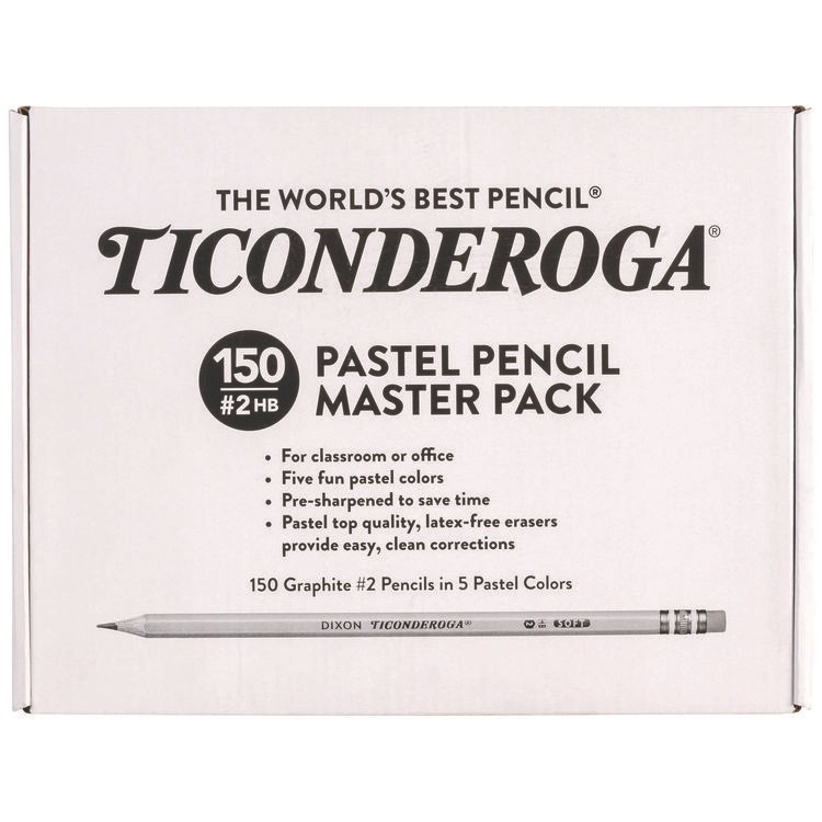 Ticonderoga Pre-Sharpened Pencil, 2.2 mm, HB (#2), Black Lead, Pastel Assorted Barrel Colors, 150/Pack (DIXX13750)