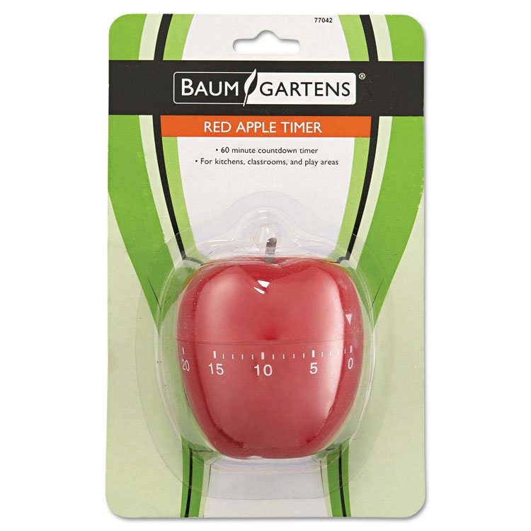 Baumgartens Shaped Timer, 4" Diameter x 4"h, Red Apple (BAU77042)