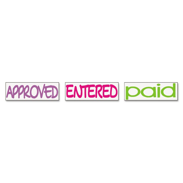 Trodat Interlocking Stack Stamp, APPROVED, ENTERED, PAID, 1.81" x 0.63", Assorted Fluorescent Ink (USS8802)