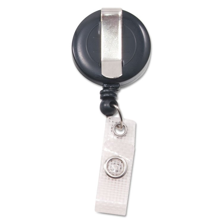 Advantus Deluxe Retractable ID Reel with Badge Holder, 24" Extension, Black, 12/Box (AVT75407)