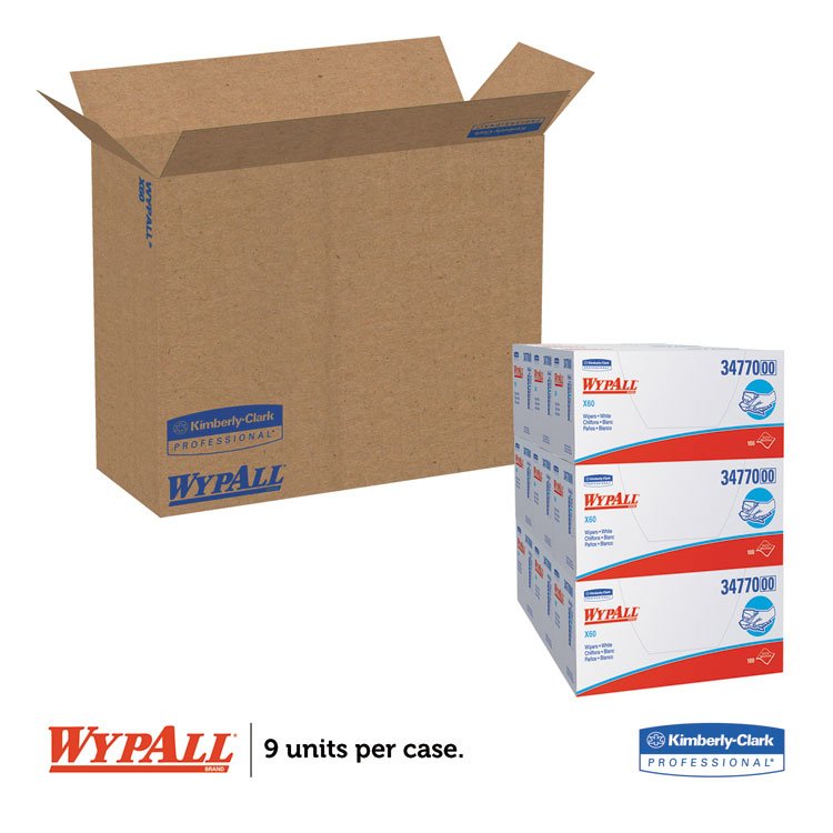 General General Clean X60 Cloths, 1/4 Fold, 11 x 23, White, 100/Box, 9 Boxes/Carton (KCC34770)