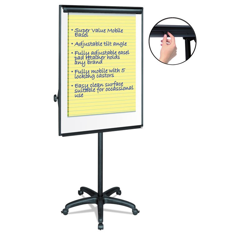MasterVision Silver Easy Clean Dry Erase Mobile Presentation Easel, 44" to 75.25" High (BVCEA4800055)