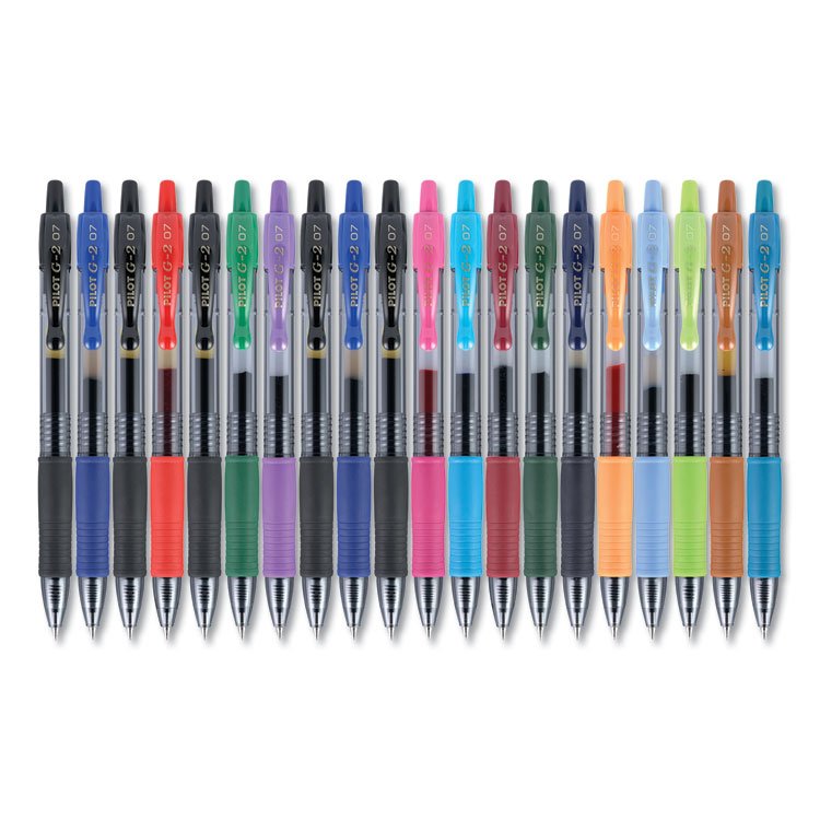 Pilot G2 Premium Gel Pen, Retractable, Fine 0.7 mm, Assorted Ink and Barrel Colors, 20/Pack (PIL31294)