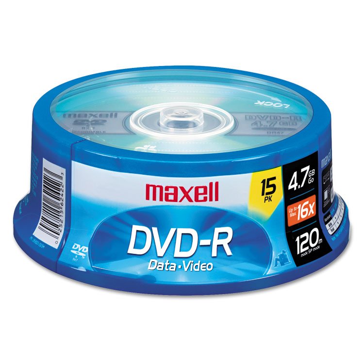 Maxell DVD-R Recordable Disc, 4.7 GB, 16x, Spindle, Gold, 15/Pack (MAX638006)