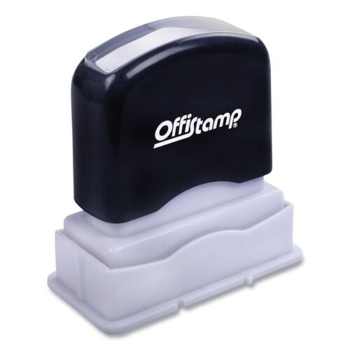 Offistamp Pre-Inked Message Stamp (1.63”x0.38”, Blue Ink) lets you quickly mark documents with “COMPLETED” for easy sorting. It’s designed for comfort, even during heavy use, with a bright blue pre-inked pad that creates sharp, clear stamps every time. The precise design ensures legible text, and the large ink reservoir lasts for thousands of stamps before needing a refill (which you can do yourself!). It includes a clear cover to protect the stamp when not in use. Ideal for busy offices, press and go.