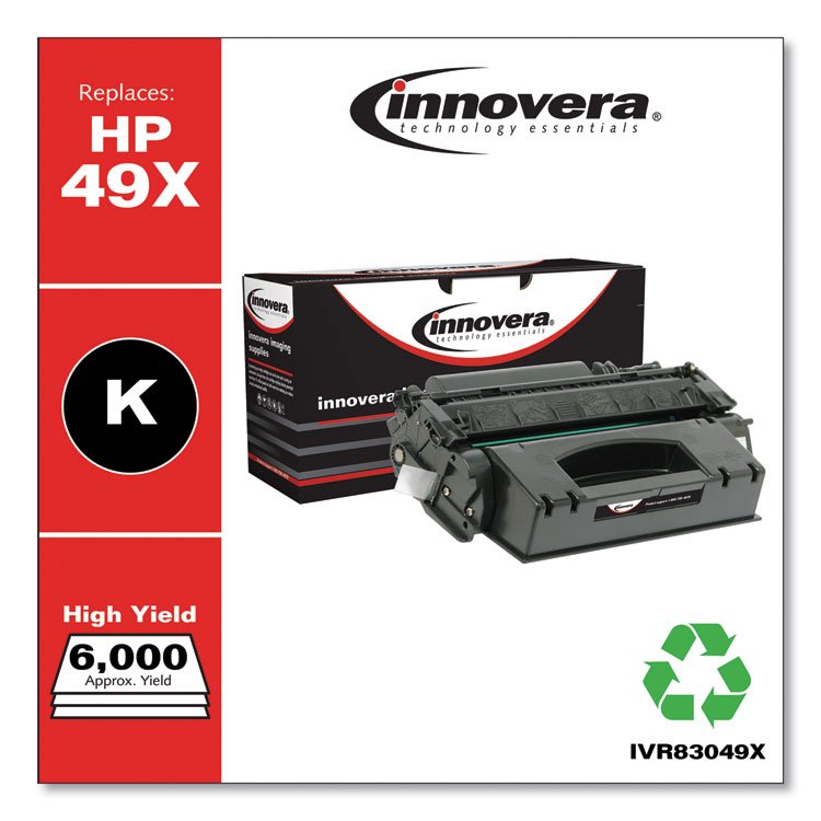 Innovera Remanufactured Black High-Yield Toner, Replacement for 49X (Q5949X), 6,000 Page-Yield (IVR83049X)