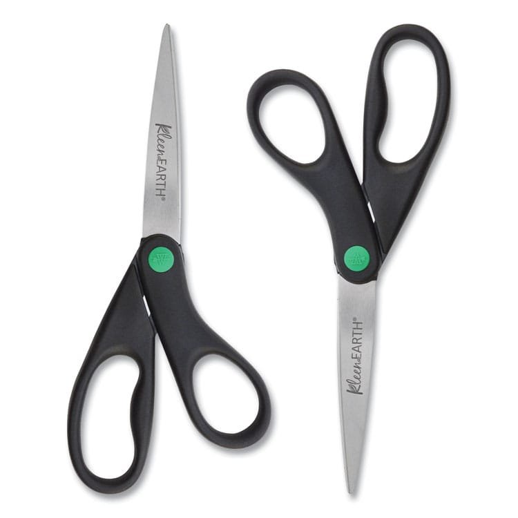 Westcott KleenEarth Scissors, 8" Long, 3.25" Cut Length, Straight Black Handle, 2/Pack (ACM15179)