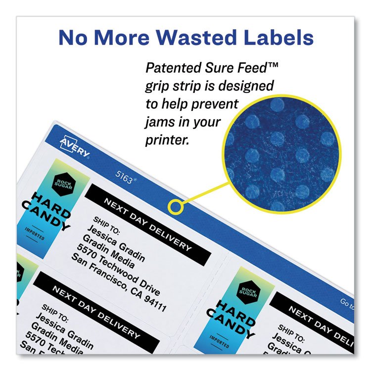 Avery Shipping Labels w/ TrueBlock Technology, Laser Printers, 3.5 x 5, White, 4/Sheet, 100 Sheets/Box (AVE5168)