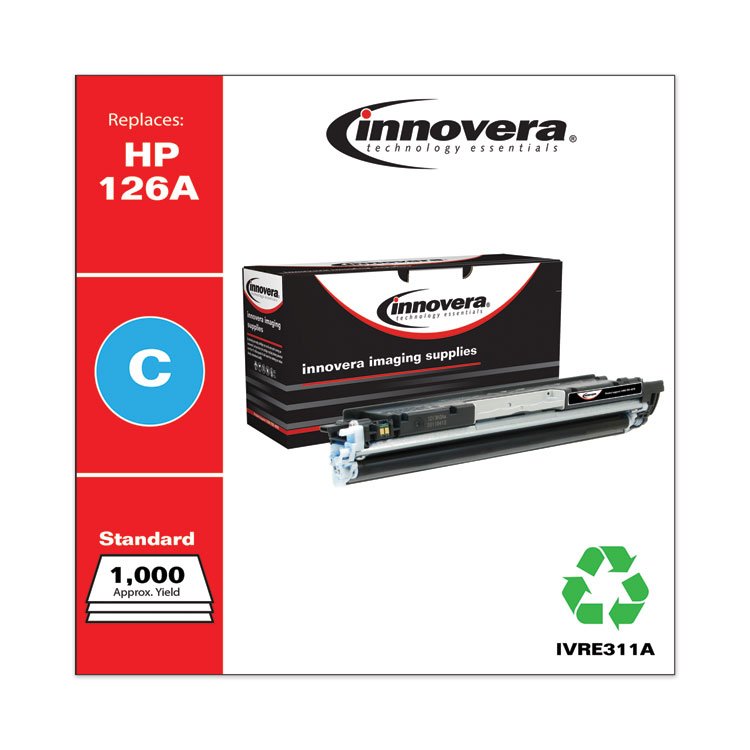 Innovera Remanufactured Cyan Toner, Replacement for 126A (CE311A), 1,000 Page-Yield (IVRE311A)