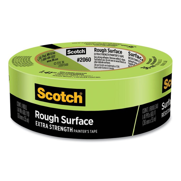 Scotch Rough Surface Extra Strength Painter's Tape, 3" Core, 1.41" x 60.1 yds, Green (MMM206036AP)