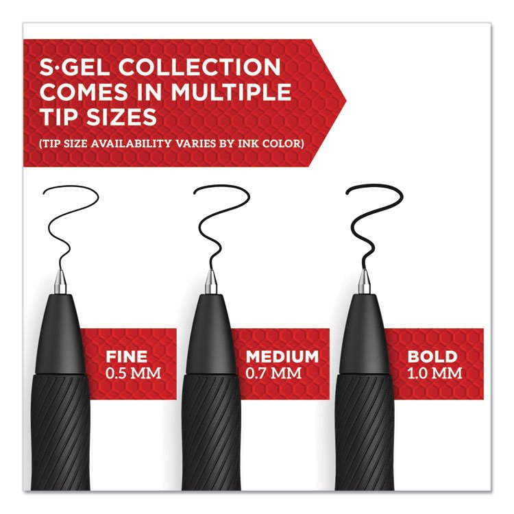 Sharpie S-Gel High-Performance Gel Pen, Retractable, Medium 0.7 mm, Blue Ink, Black Barrel, 36/Pack (SAN2096176)