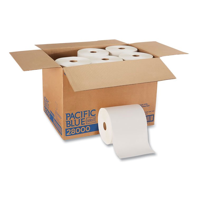Georgia Pacific Professional Pacific Blue Select Premium Nonperforated Paper Towels, 2-Ply, 7.88 x 350 ft, White, 12 Rolls/Carton (GPC28000)