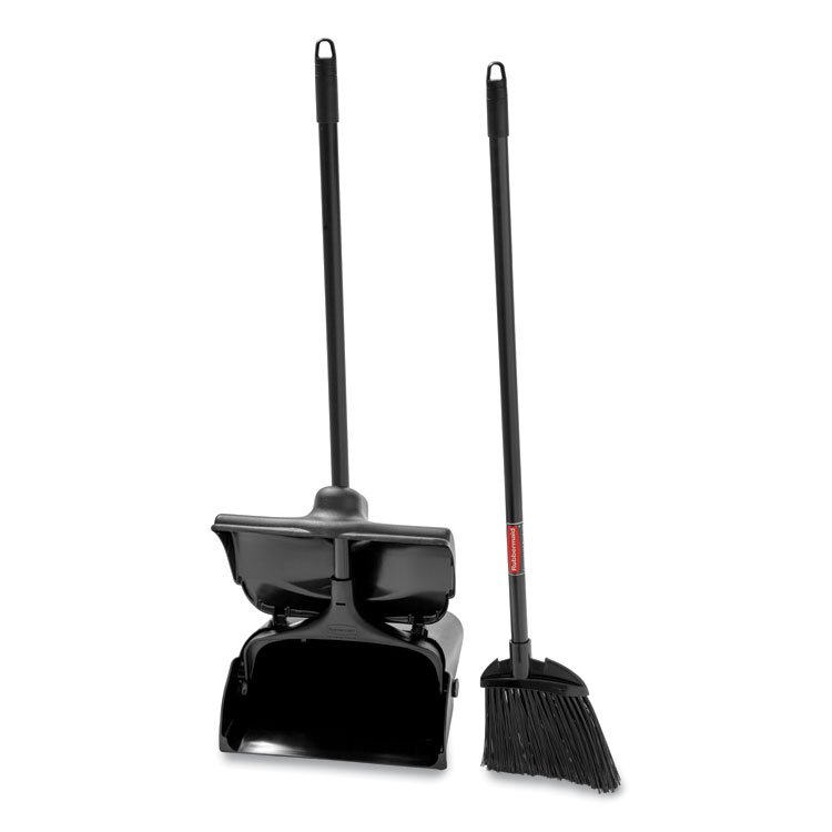 Rubbermaid Commercial Lobby Pro Upright Dustpan, with Cover, 12.5w x 37h, Plastic Pan/Metal Handle, Black (RCP253200BLA)