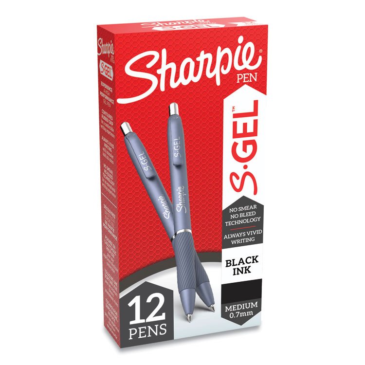 Sharpie S-Gel pen (SAN2126232) is a click-retractable gel pen with bold black ink that won’t smudge or bleed through paper. It has a comfy rubber grip for smooth writing and a stylish frost-blue design you’ll want to keep for yourself. The 0.7mm medium tip glides easily for notes, work, or school tasks. Sold in a pack of 12, it’s perfect for anyone needing reliable, no-mess writing that looks sharp.