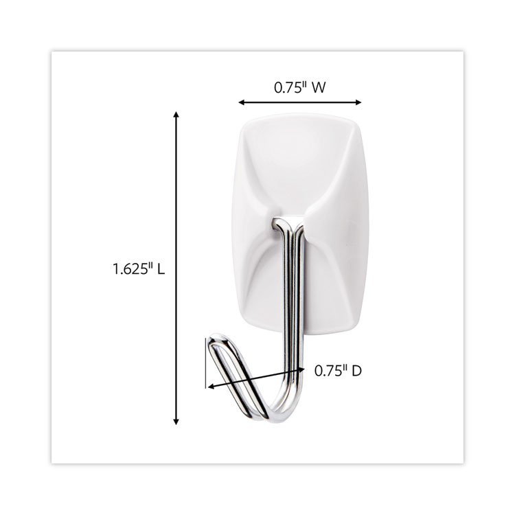 Command Small Wire Hooks, Small, Plastic/Metal, White, 0.5 lb Capacity, 22 Hooks and 24 Strips/Pack (MMM1706722NA)