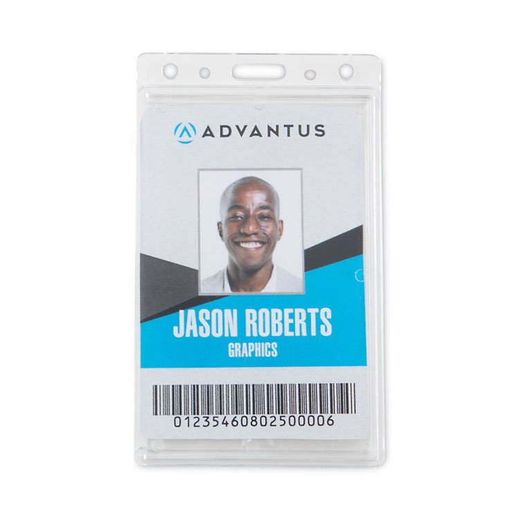 Advantus Frosted Two-Card Rigid Badge Holders, Vertical, Frosted 2.5" x 4.13" Holder, 2.13" x 3.38" Insert, 25/Box (AVT76076)