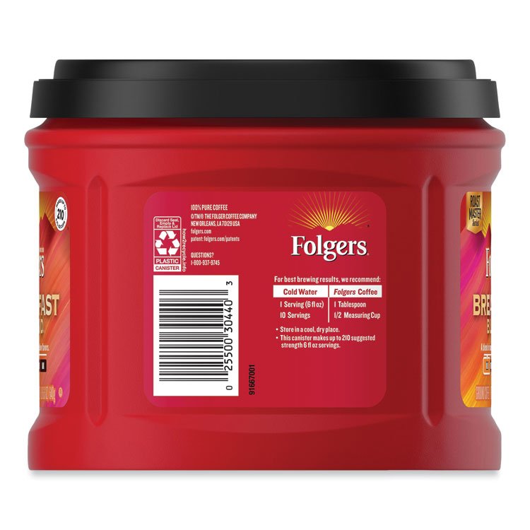 Folgers Coffee, Breakfast Blend, 22.6 oz Canister (FOLSMU20529)
