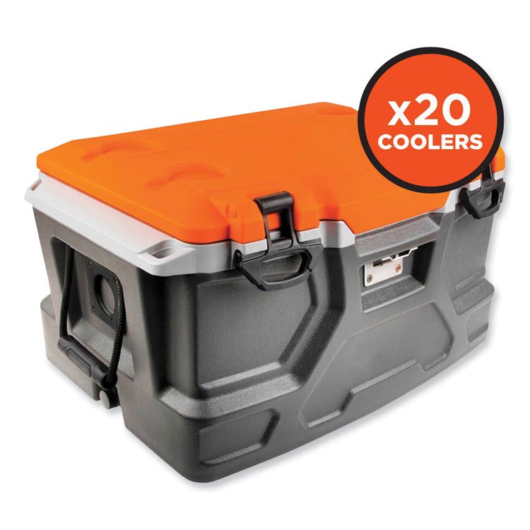 ergodyne Chill-Its 5171 48-Quart Industrial Hard Sided Cooler, Orange/Gray, 20/Pallet (EGO13173)