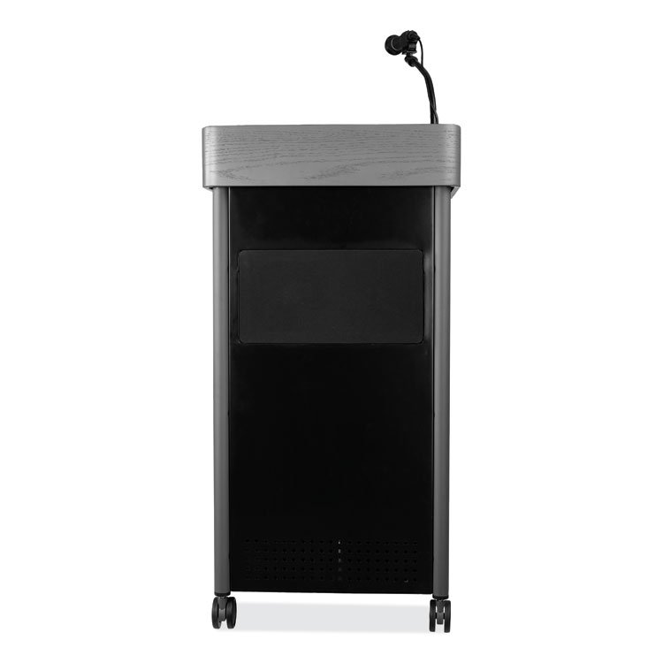 Oklahoma Sound Greystone Lectern with Sound, 23.5 x 19.25 x 45.5, Charcoal Gray (NPSGSLS)