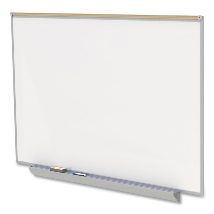 Ghent Proma Magnetic Porcelain Projection Whiteboard with Satin Aluminum Frame, 72.5 x 48.5, White Surface (GHEPRM1464)