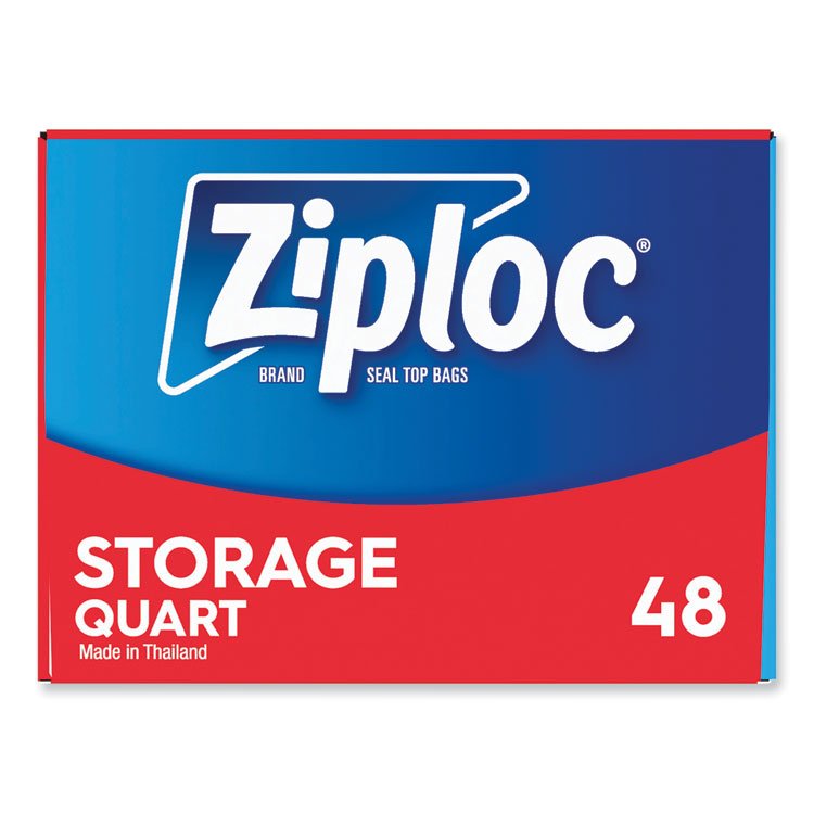 Ziploc Double Zipper Storage Bags, Triple System Seal, Quart, 9.63" x 8.5", Clear, 9/Carton (SJN314469)