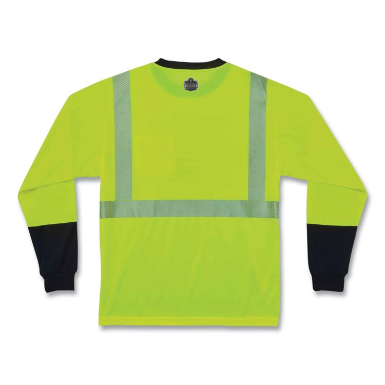 ergodyne GloWear 8281BK Class 2 Long Sleeve Shirt with Black Bottom, Polyester, X-Large, Lime (EGO22635)