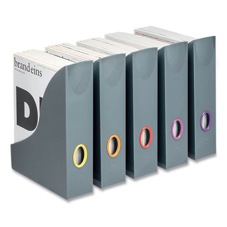 Durable VARICOLOR Plastic Magazine Racks, 2.88w x 9.5d x 12h, Gray/Multicolor, 5/Pack (DBL770657)