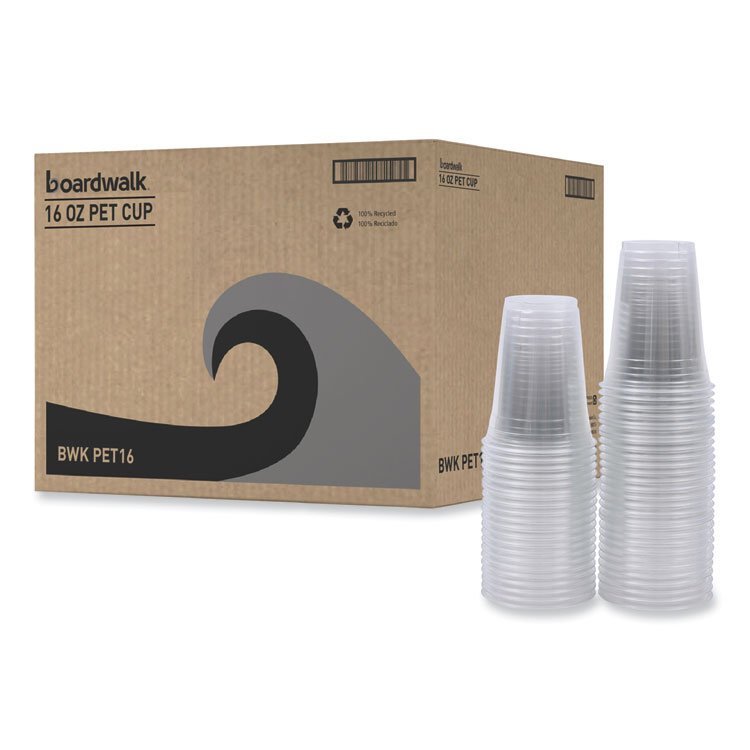 Boardwalk Clear Plastic Cold Cups, 16 oz, 50/Sleeve, 20 Sleeves/Carton (BWKPET16)