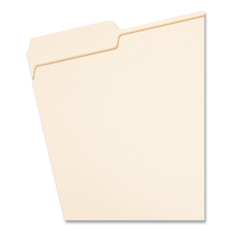 "An economical way to organize seldom used files. Choose one tab position for straight-line filing, which speeds retrieval time. An office necessity available in a variety of tab positions to fit any vertical or lateral filing system. Made of 11 point stock for everyday use. Scored for 0.75"" expansion. File Folder Size Type: Letter; File Folder Color: Manila; Color Family: Manila; File Folder Material: 11-pt Manila. "