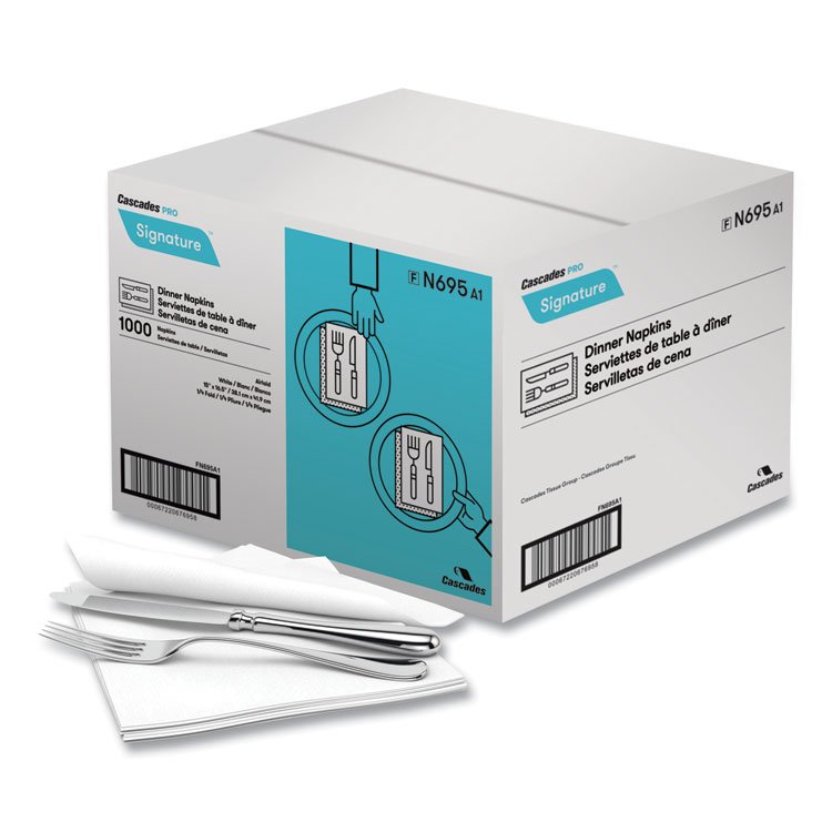 Cascades PRO Signature Airlaid Dinner Napkins/Guest Hand Towels, 1-Ply, 15 x 16.5, 1,000/Carton (CSDN695)