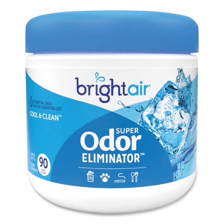 BRIGHT Air Super Odor Eliminator, Cool and Clean, Blue, 14 oz Jar, 6/Carton (BRI900090CT)