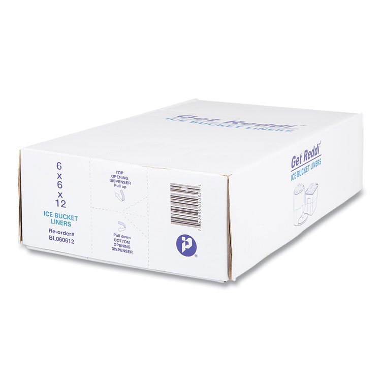 Inteplast Group Ice Bucket Liner Bags, 96 oz, 6" x 6" x 12", Clear, 1,000/Carton (IBSBL060612)