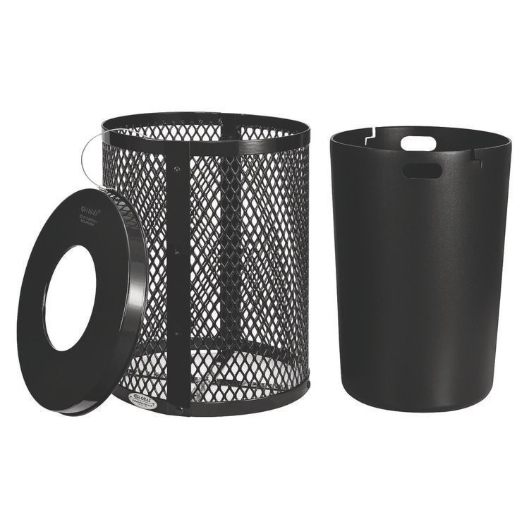 Global Industrial Outdoor Diamond Steel Trash Can, 36 gal, Black (GBE261924BK)