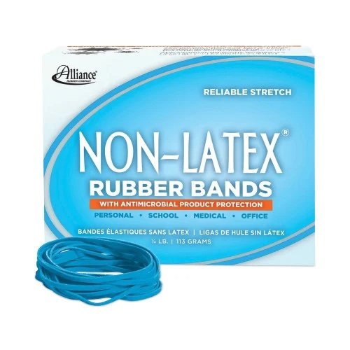 Alliance Antimicrobial Non-Latex Rubber Bands, Size 33, 0.04 Gauge, Cyan Blue, 4 oz Box, 180Box (ALL42339)