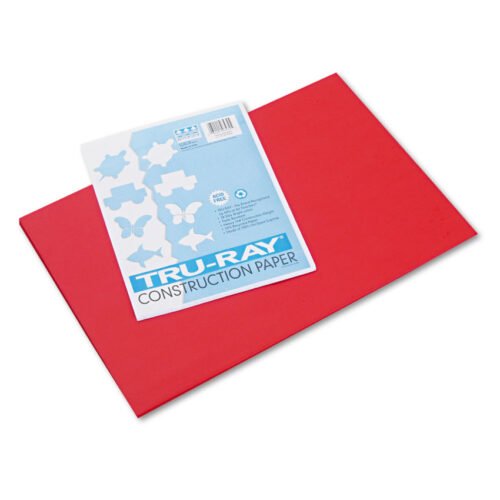 Pacon Tru-Ray Construction Paper, 76 lb Text Weight, 12 x 18, Festive Red, 50Pack (PAC103432)
