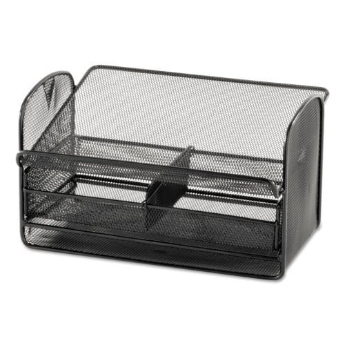 Safco Onyx Angled Mesh Steel Telephone Stand, 11.75 x 9.25 x 7, Black (SAF2160BL)