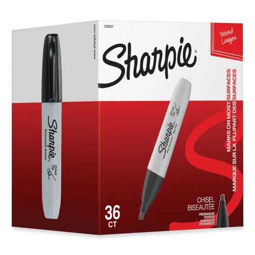 Sharpie Chisel Tip Permanent Marker, Broad Chisel Tip, Black, 36Pack (SAN2083007)
