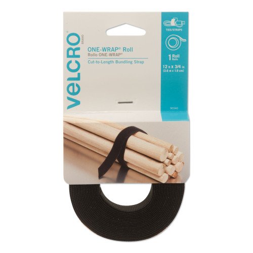 VELCRO Brand ONE-WRAP Pre-Cut Standard Ties, 0.75 x 12, Black (VEK90340)