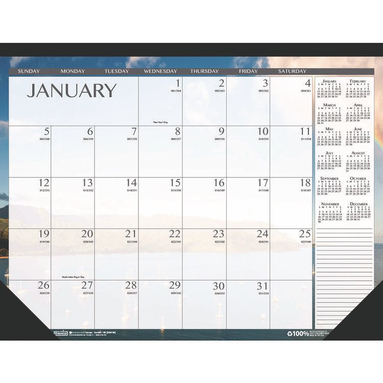 House of Doolittle Recycled Earthscapes Desk Pad Calendar, Seascapes Photography, 18.5 x 13, Black Binding/Corners,12-Month (Jan to Dec): 2026 (HOD1386)