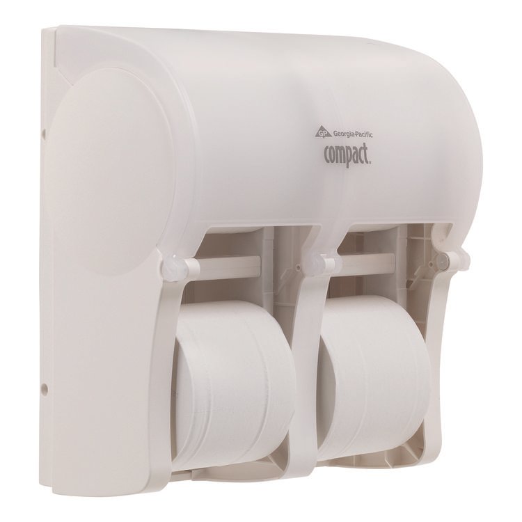 Georgia Pacific Professional Compact Quad Vertical Four-Roll Coreless Tissue Dispenser, 12.06 x 8 x 14.44, White (GPC56747A)