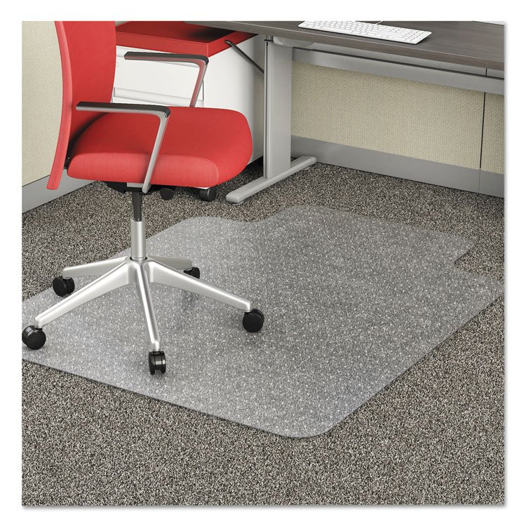 deflecto EconoMat Occasional Use Chair Mat, Low Pile Carpet, Flat, 36 x 48, Lipped, Clear (DEFCM11112)