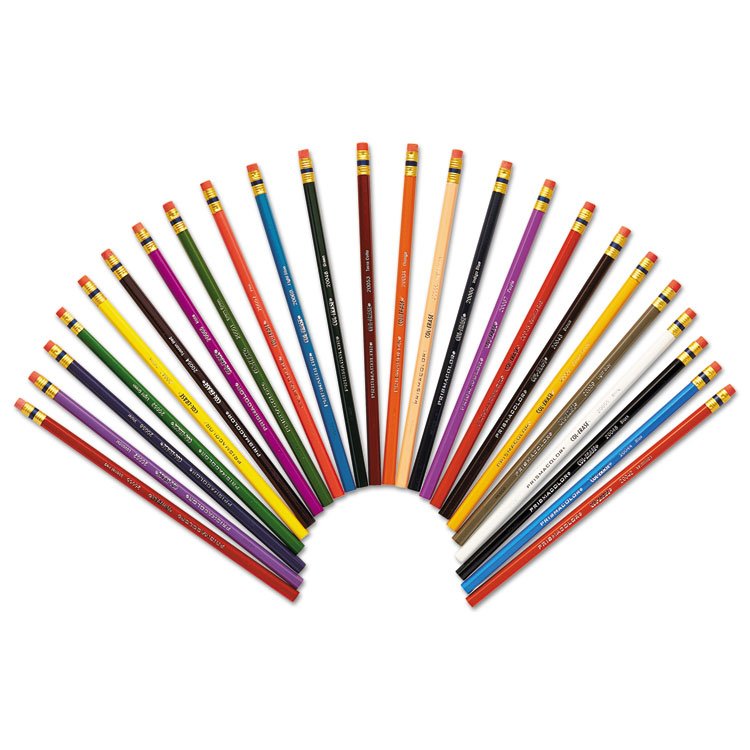 Prismacolor Col-Erase Pencil with Eraser, 0.7 mm, 2B, Assorted Lead and Barrel Colors, 24/Pack (SAN20517)
