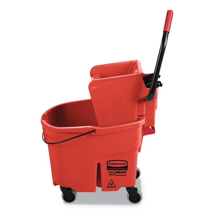Rubbermaid Commercial WaveBrake 2.0 Bucket/Wringer Combos, Side-Press, 35 qt, Plastic, Red (RCPFG758888RED)