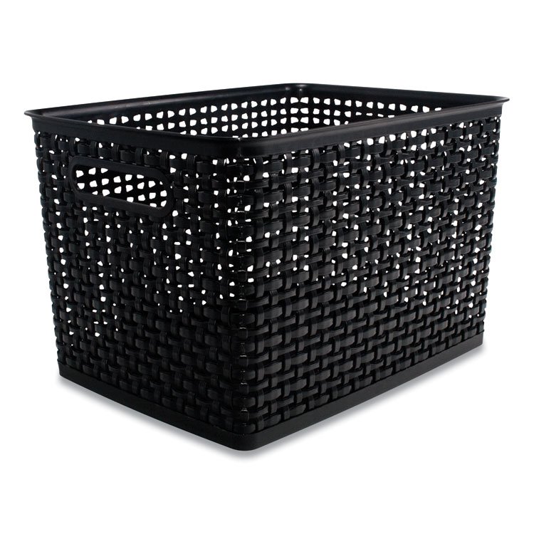 Advantus Plastic Weave Bin, Large, 13.5" x 10.5" x 8.75", Black (AVT36006)