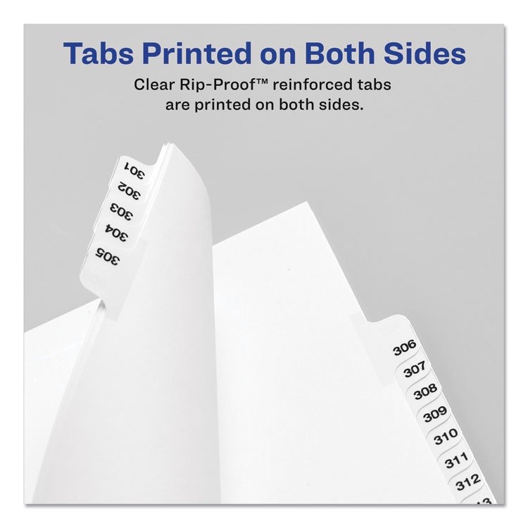Avery Preprinted Legal Exhibit Side Tab Index Dividers, Avery Style, 25-Tab, 101 to 125, 11 x 8.5, White, 1 Set, (1334) (AVE01334)
