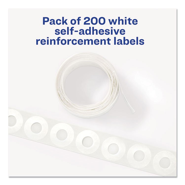 Avery Dispenser Pack Hole Reinforcements, 0.25" Dia, White, 200/Pack, (5729) (AVE05729)