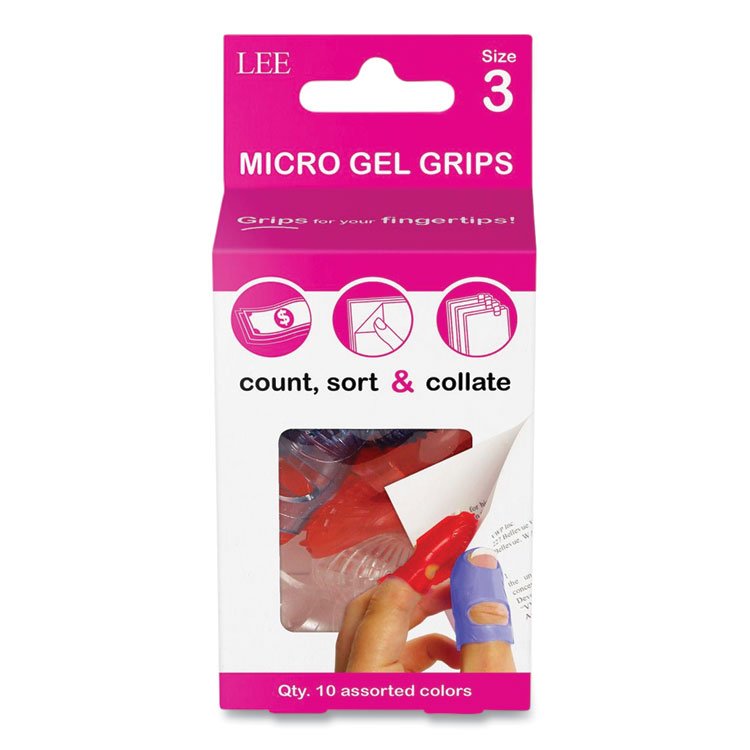 LEE Tippi Micro-Gel Fingertip Grips, Size 3, X-Small, Assorted, 10/Pack (LEE61030)